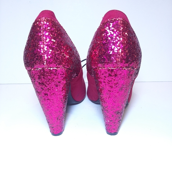 g:21 Gita Faux Suede Glitter Chunky Heels Round Toe Party Club - Picture 5 of 11